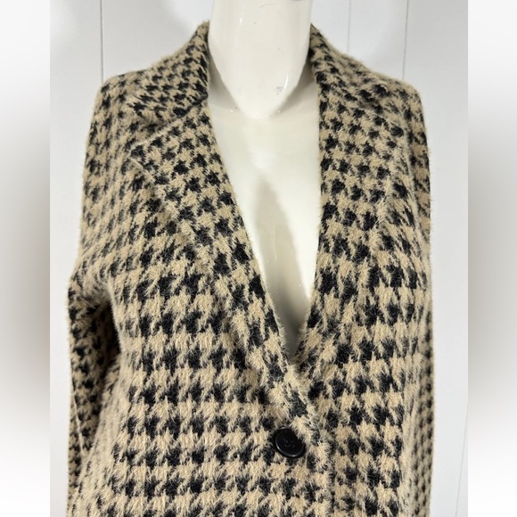 Max Studio Sweater Jacket Coat Knit Herringbone Houndstooth Longsleeve M - Picture 2 of 10